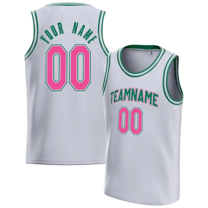 Custom White Pink Solid-Color Basketball Jersey sold by Tailorly