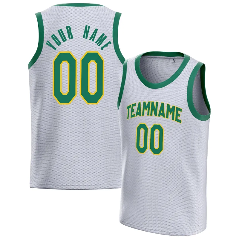 Custom White Green Solid-Color Basketball Jersey sold by Tailorly