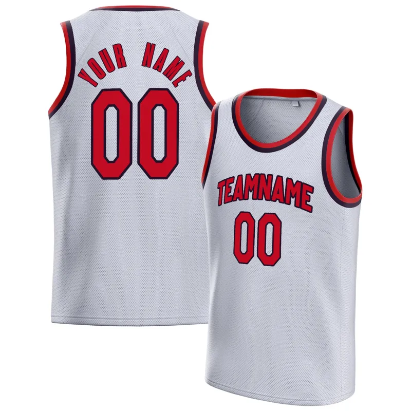 Custom White Red Solid-Color Basketball Jersey made by Tailorly
