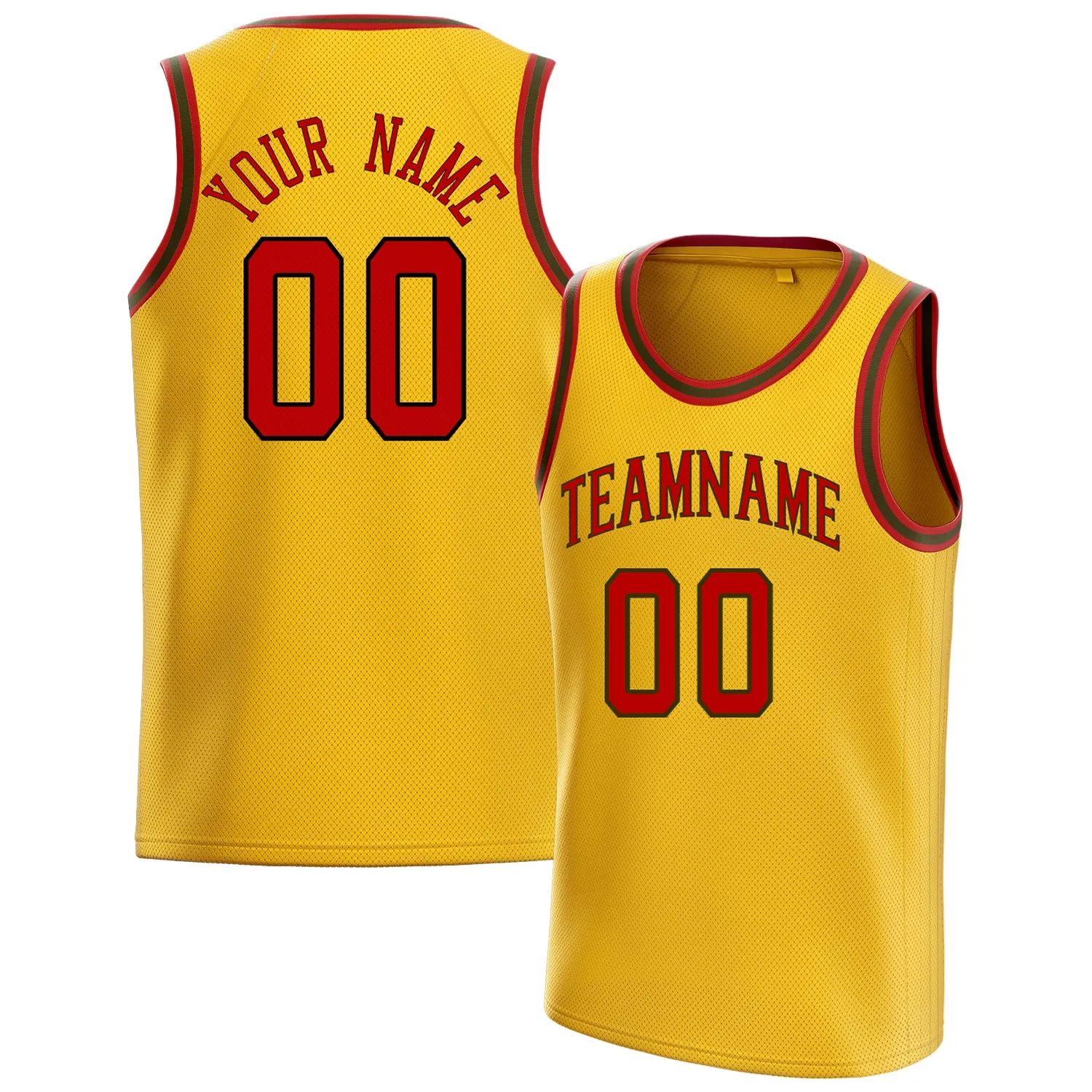 Custom Gold Red Solid-Color Basketball Jersey sold by Tailorly