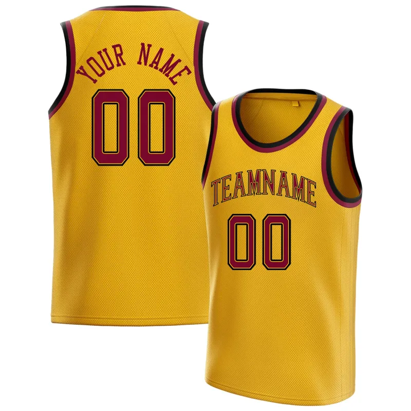 Custom Gold Maroon Solid-Color Basketball Jersey sold by Tailorly
