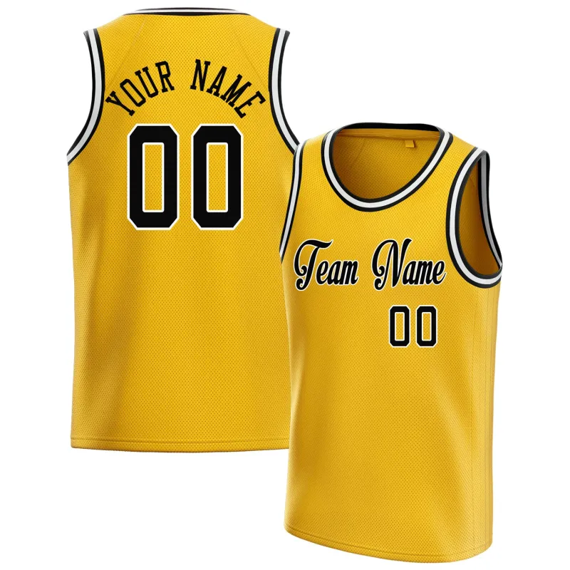 Custom Gold Black Solid-Color Basketball Jersey sold by Tailorly