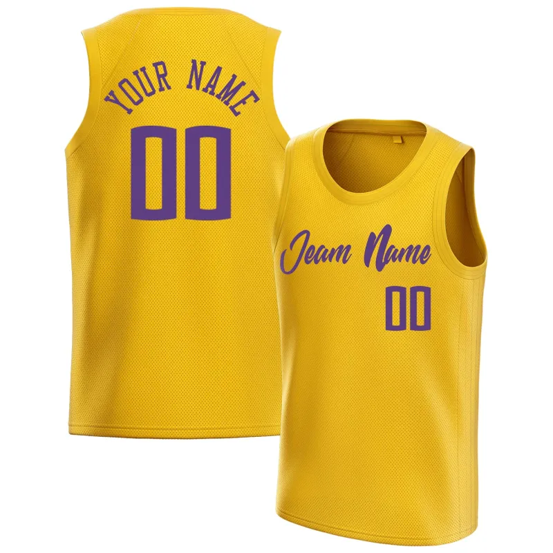 Custom Gold Purple Solid-Color Basketball Jersey sold by Tailorly