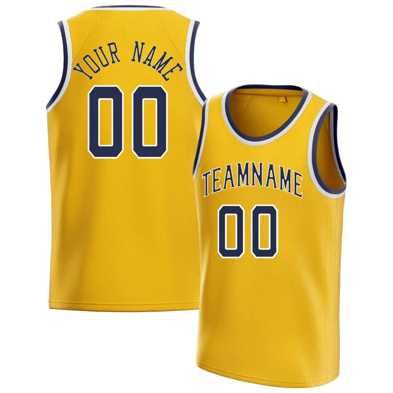 Custom Gold Navy Solid-Color Basketball Jersey sold by Tailorly