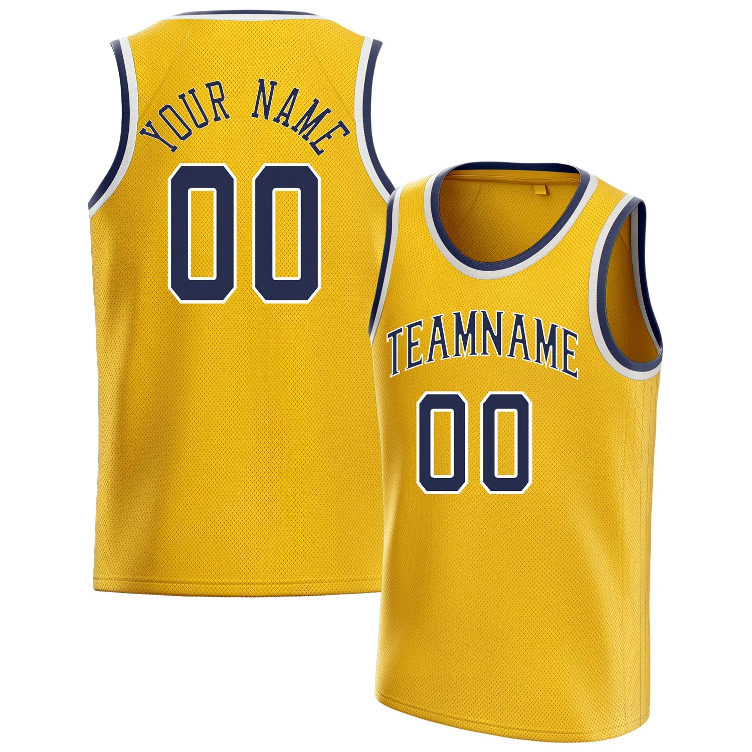 Custom Gold Navy Solid-Color Basketball Jersey sold by Tailorly