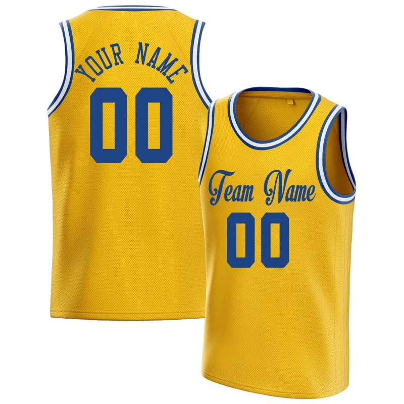 Custom Gold Royal Solid-Color Basketball Jersey sold by Tailorly