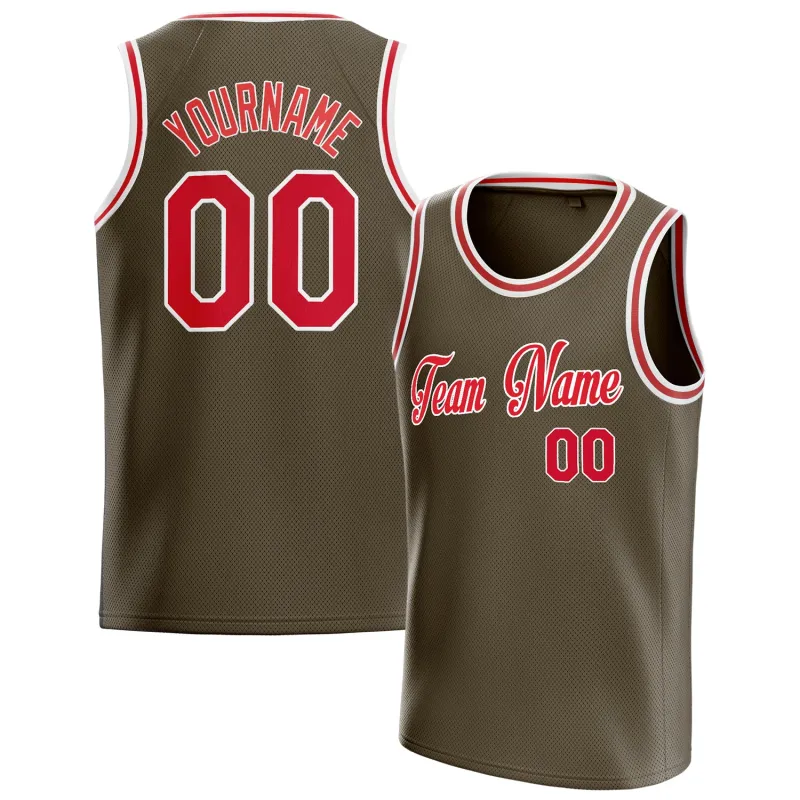 Custom Olive Red Solid-Color Basketball Jersey made by Tailorly