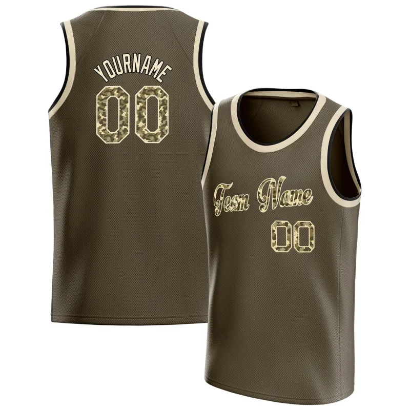 Custom Olive Camo Solid-Color Basketball Jersey sold by Tailorly