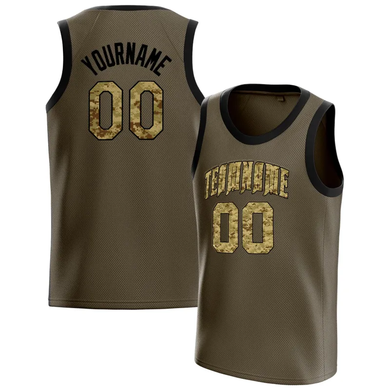Custom Olive Camo Solid-Color Basketball Jersey sold by Tailorly
