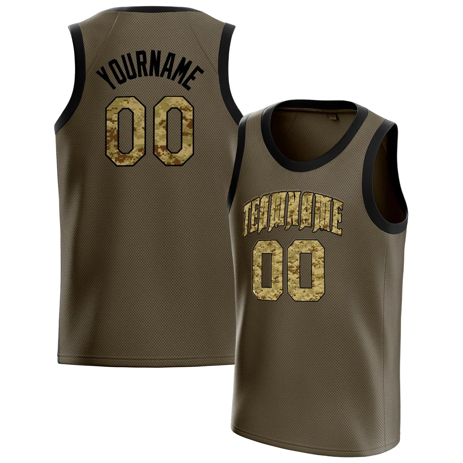 Custom Olive Camo Solid-Color Basketball Jersey sold by Tailorly