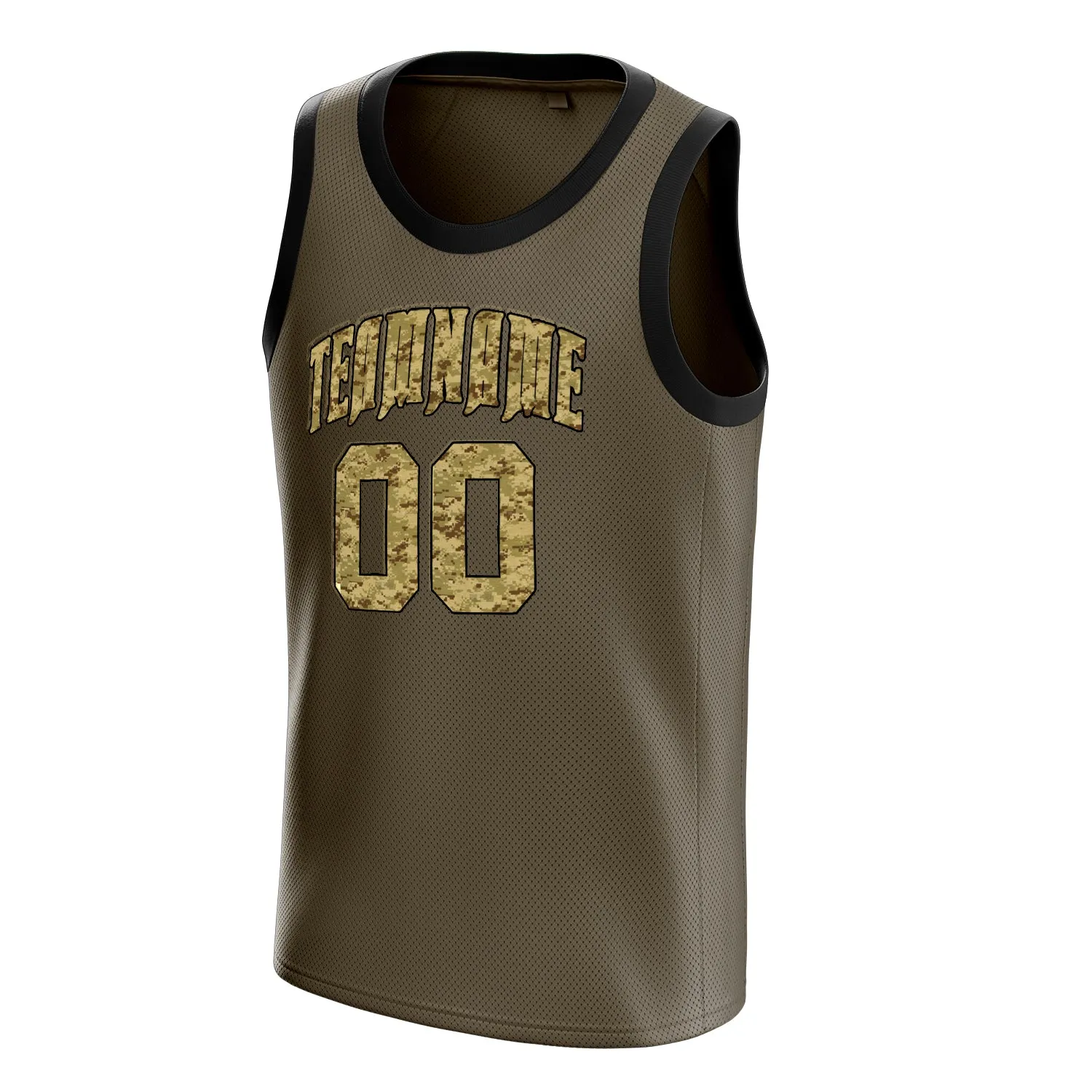 Custom Olive Camo Solid-Color Basketball Jersey sold by Tailorly product image thumbnail 3