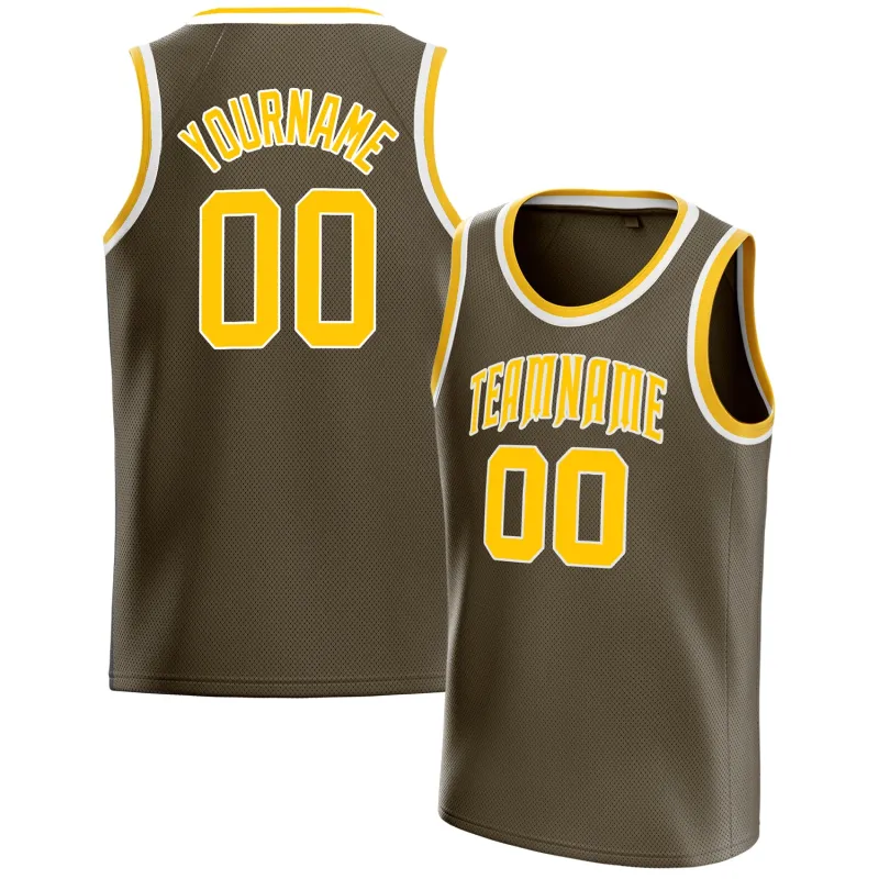 Custom Olive Gold Solid-Color Basketball Jersey sold by Tailorly