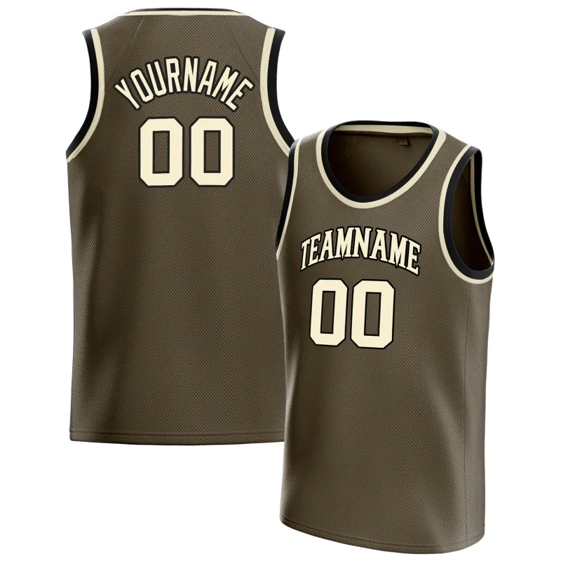 Custom Olive Cream Solid-Color Basketball Jersey sold by Tailorly