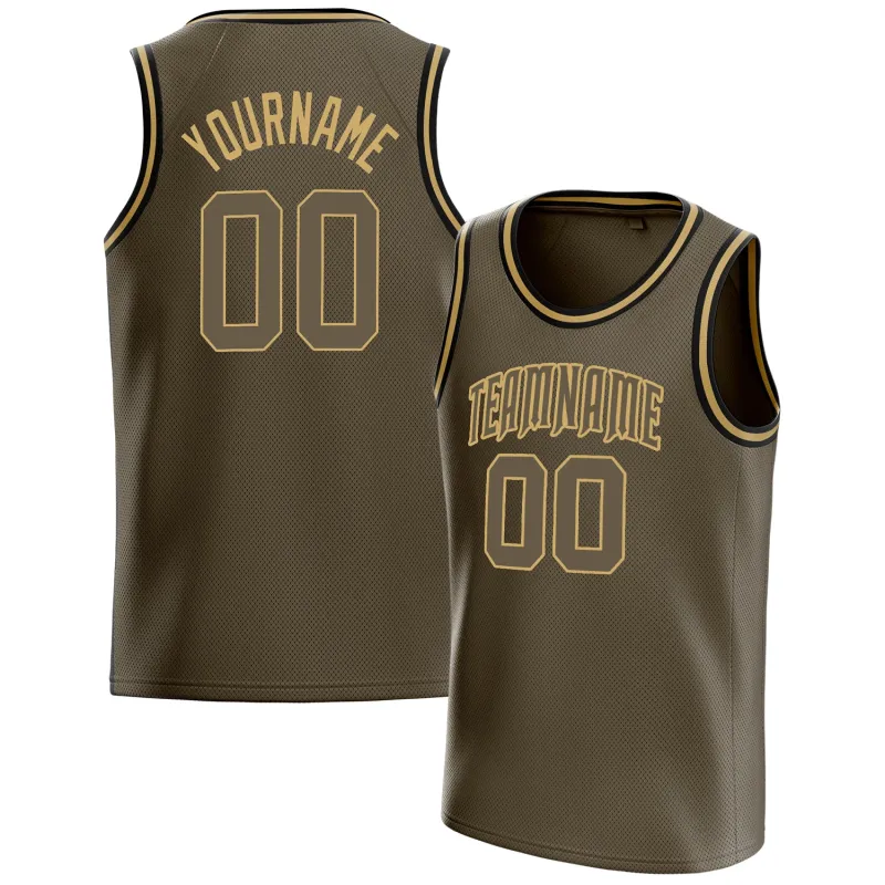 Custom Olive Old-Gold Solid-Color Basketball Jersey sold by Tailorly