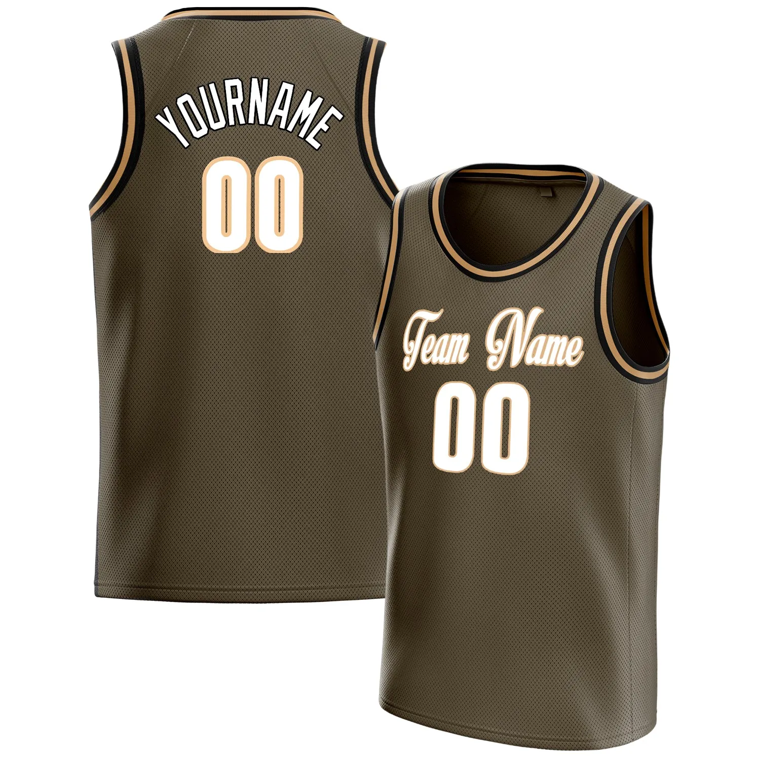 Custom Olive White Solid-Color Basketball Jersey sold by Tailorly