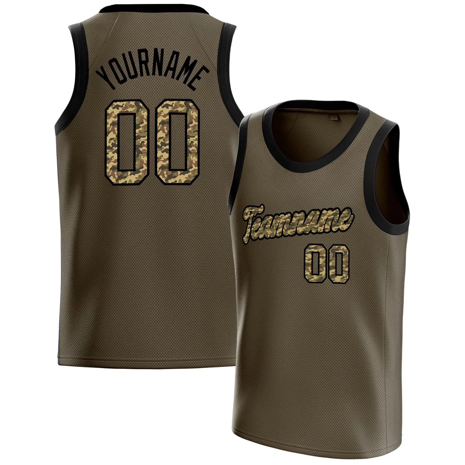 Custom Olive Camo Solid-Color Basketball Jersey sold by Tailorly