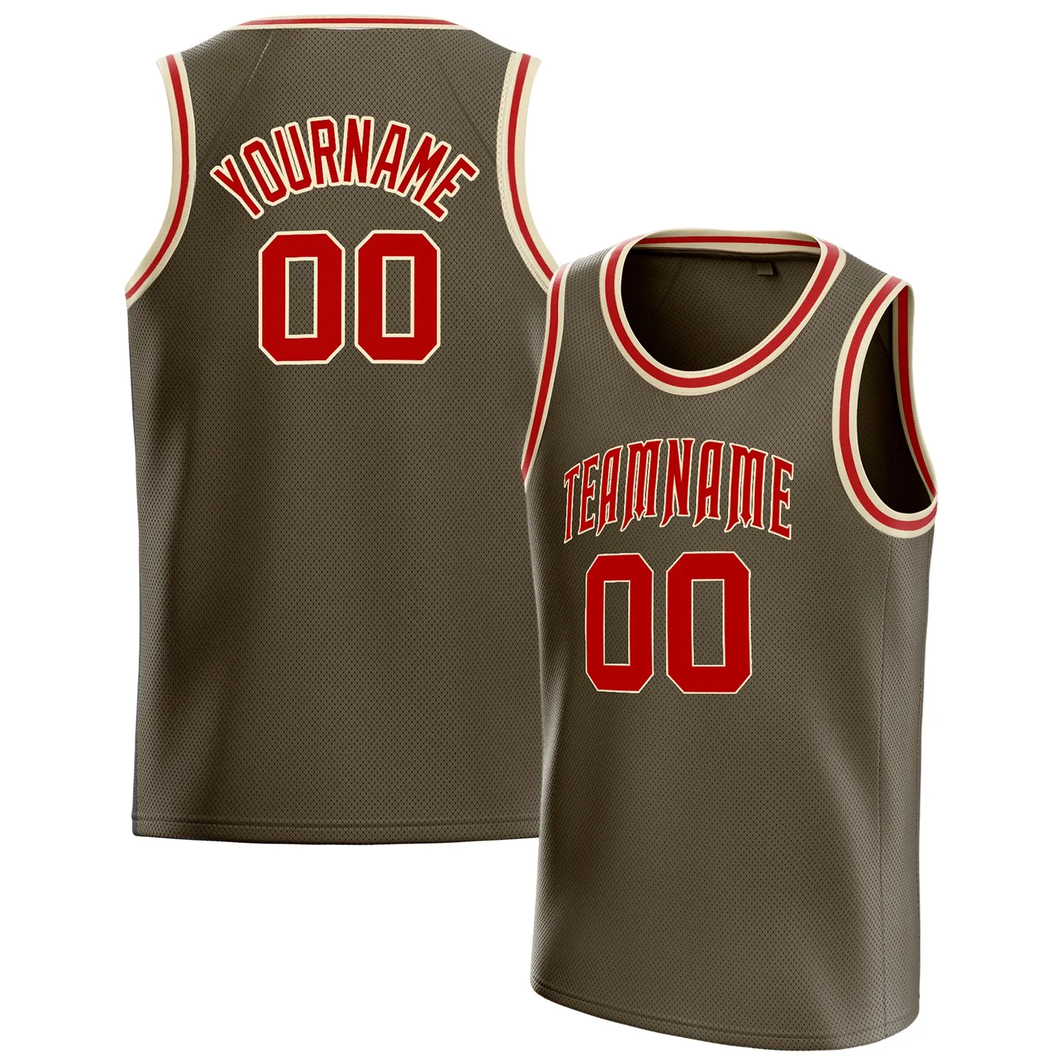 Custom Olive Red Solid-Color Basketball Jersey sold by Tailorly