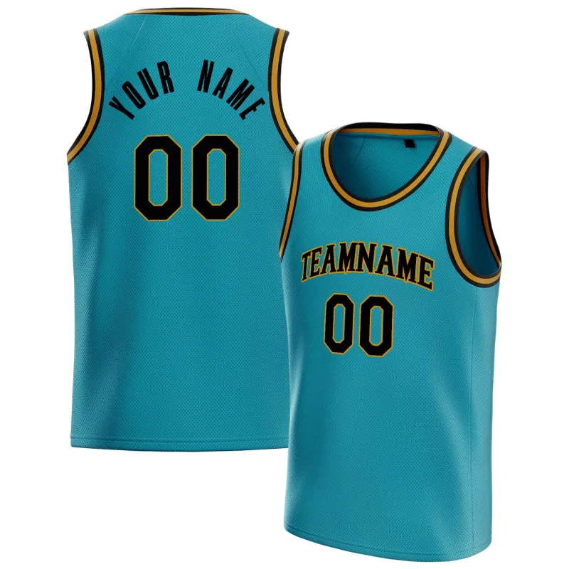 Custom Teal Black Solid-Color Basketball Jersey sold by Tailorly