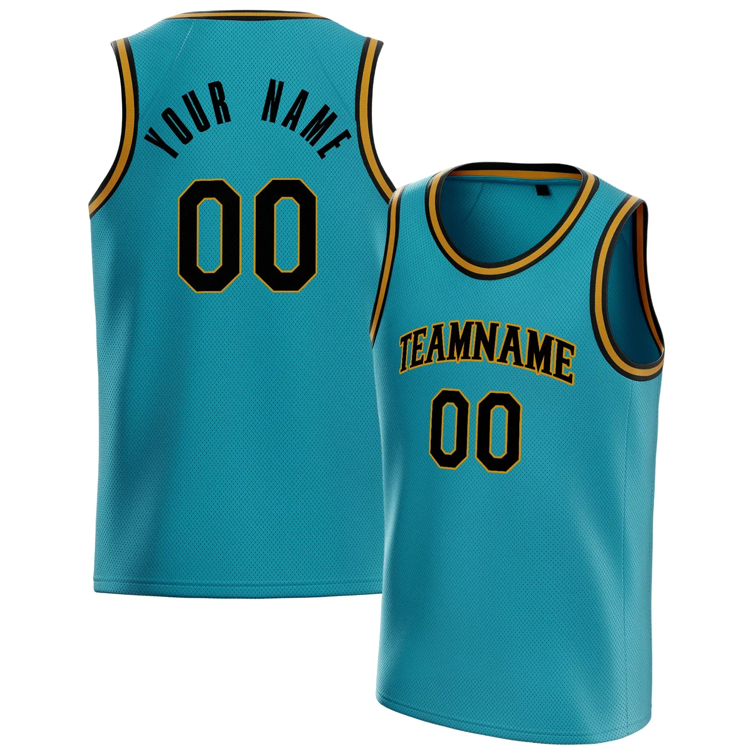 Custom Teal Black Solid-Color Basketball Jersey sold by Tailorly