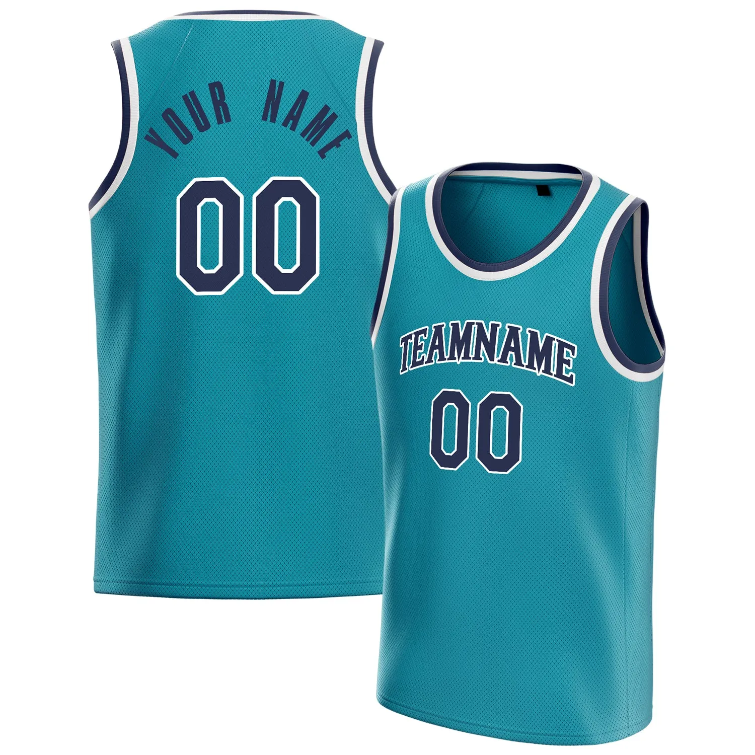 Custom Teal Navy Solid-Color Basketball Jersey sold by Tailorly