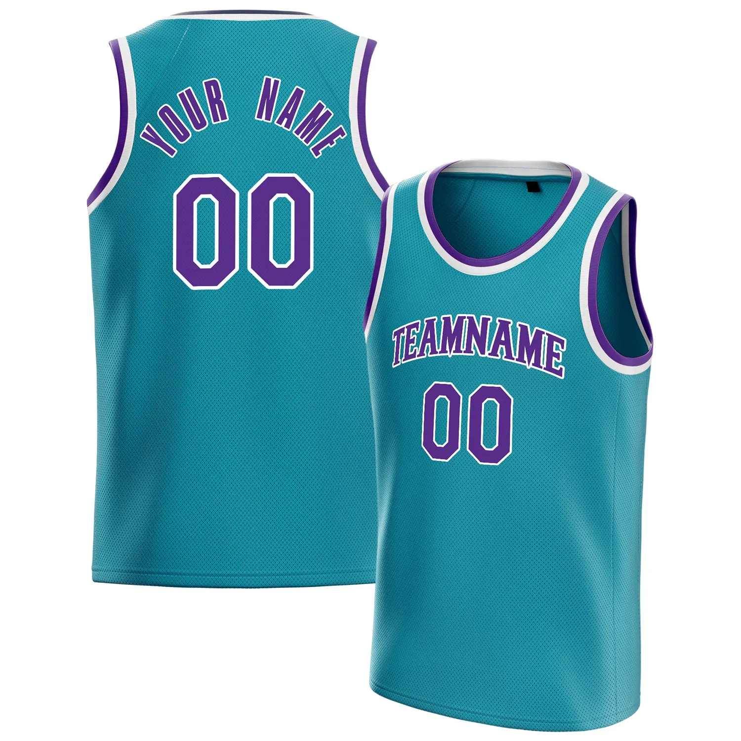 Custom Teal Purple Solid-Color Basketball Jersey sold by Tailorly