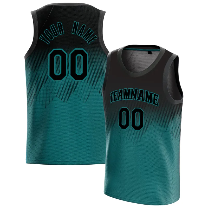 Custom Teal Black Fade Basketball Jersey sold by Tailorly