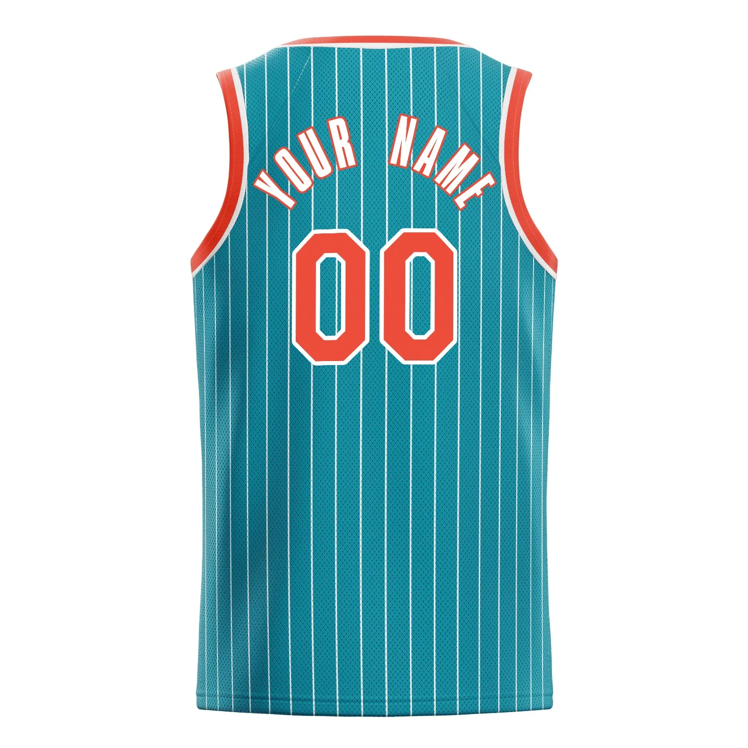 Custom Teal Orange White-Pinstripe Basketball Jersey sold by Tailorly product image thumbnail 4