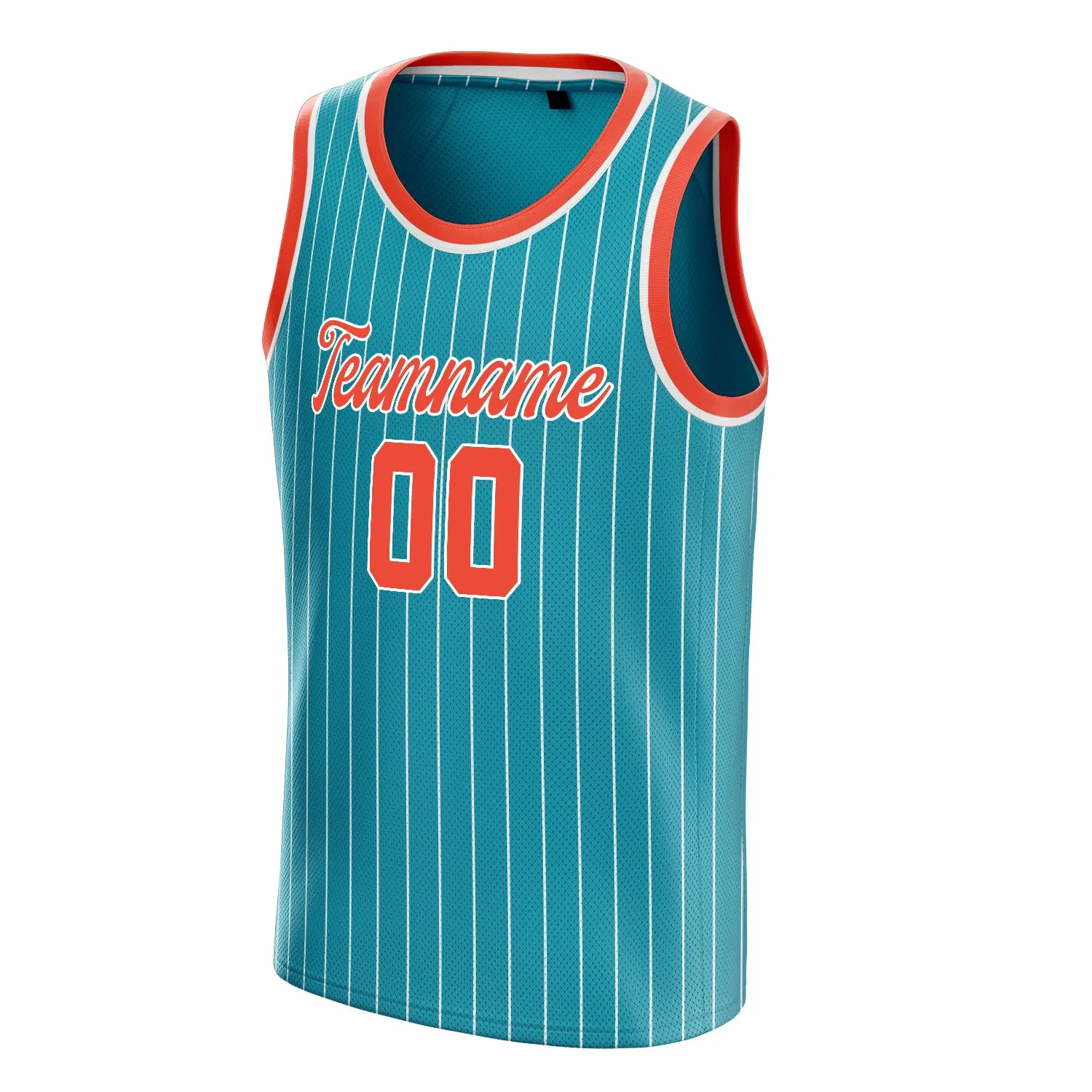 Custom Teal Orange White-Pinstripe Basketball Jersey sold by Tailorly product image thumbnail 3
