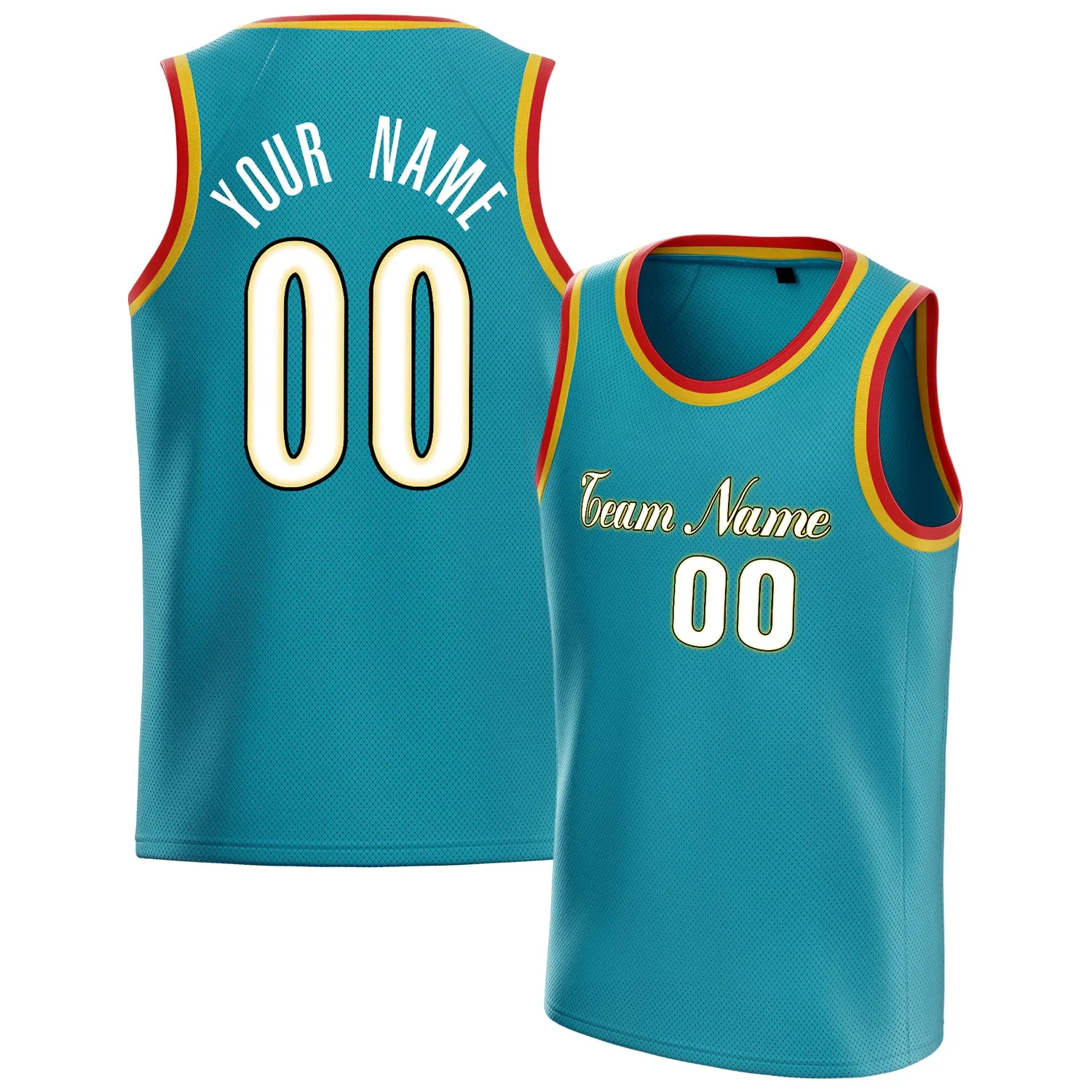 Custom Teal White Solid-Color Basketball Jersey sold by Tailorly