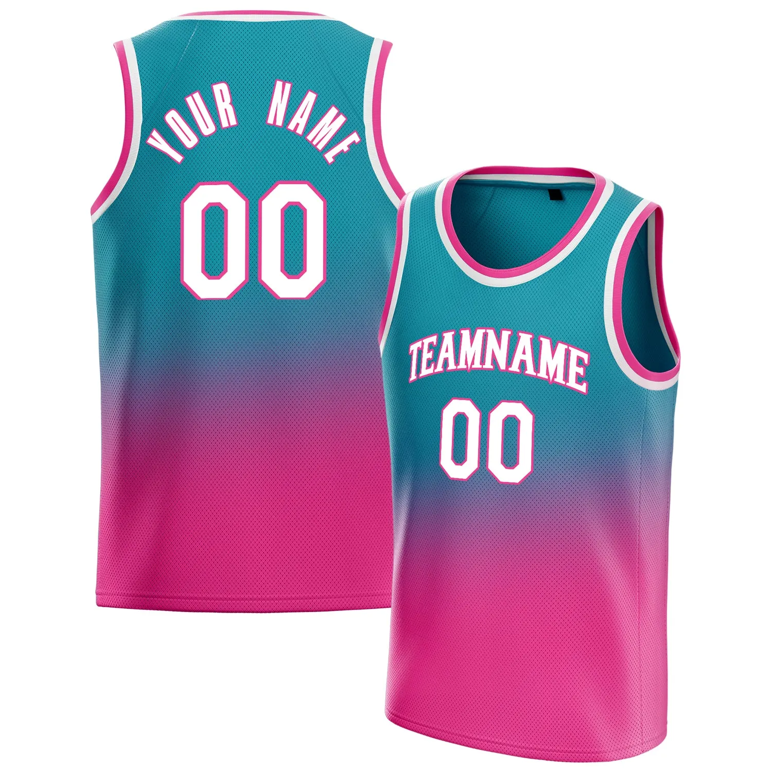 Custom Teal Pink Fade Basketball Jersey sold by Tailorly