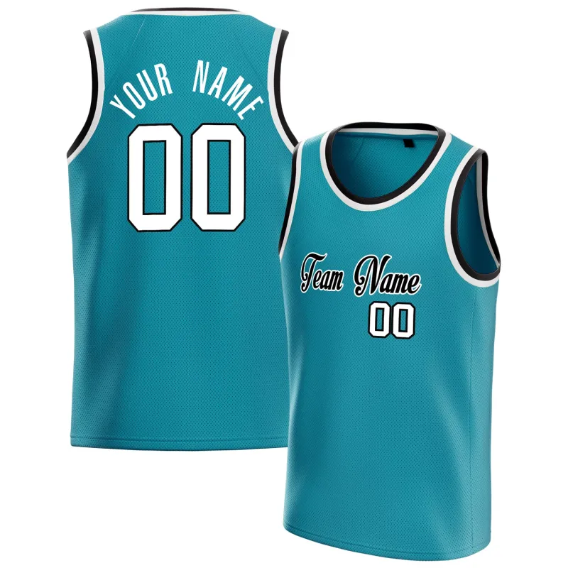 Custom Teal White Solid-Color Basketball Jersey sold by Tailorly