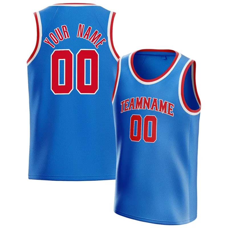 Custom Blue Red Solid-Color Basketball Jersey sold by Tailorly
