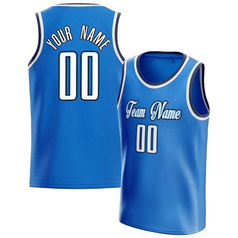 Custom Blue White Solid-Color Basketball Jersey sold by Tailorly