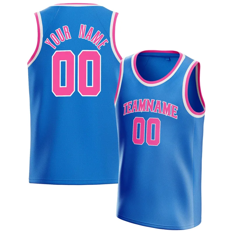 Custom Blue Pink Solid-Color Basketball Jersey sold by Tailorly