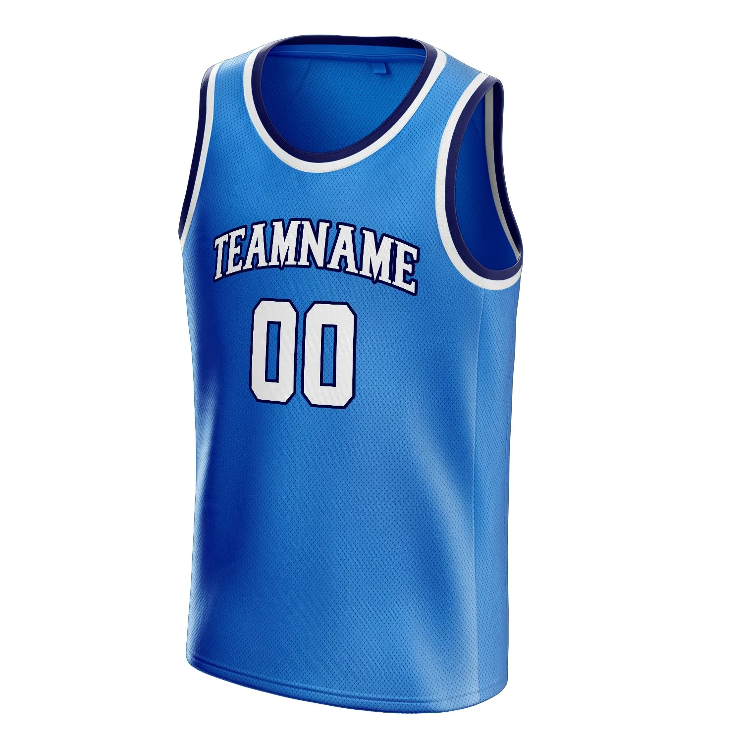 Custom Blue White Solid-Color Basketball Jersey sold by Tailorly product image thumbnail 3