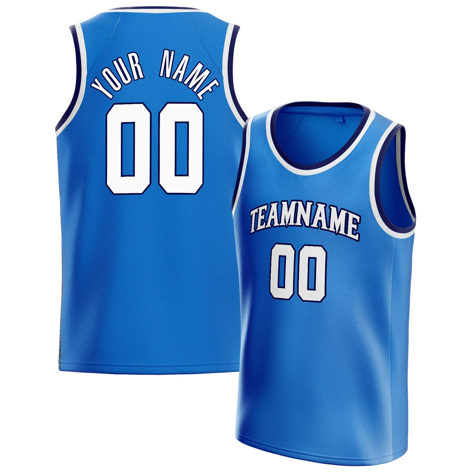 Custom Blue White Solid-Color Basketball Jersey sold by Tailorly