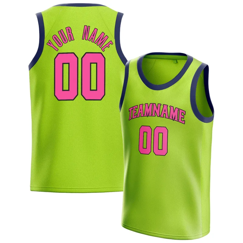 Custom Neon-Green Pink Solid-Color Basketball Jersey sold by Tailorly
