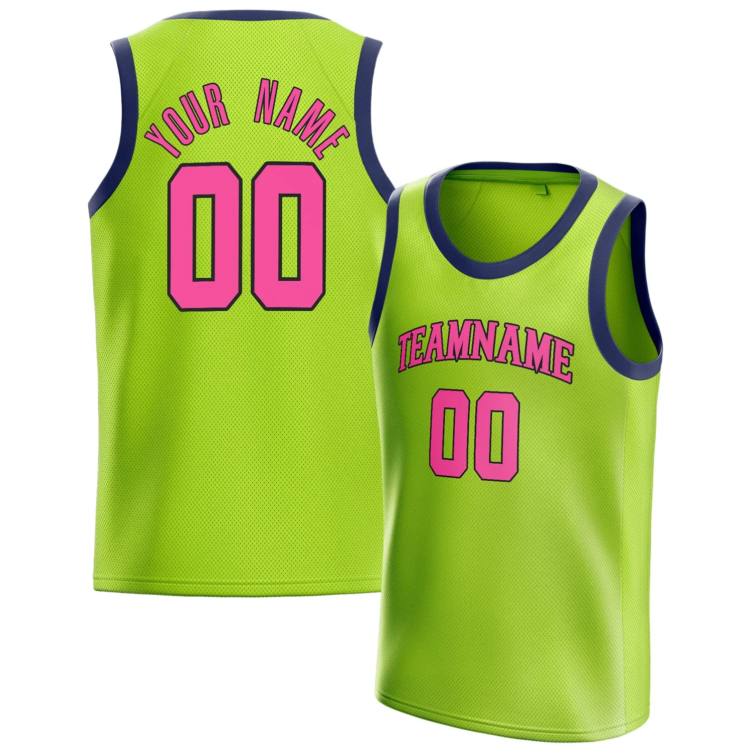 Custom Neon-Green Pink Solid-Color Basketball Jersey sold by Tailorly