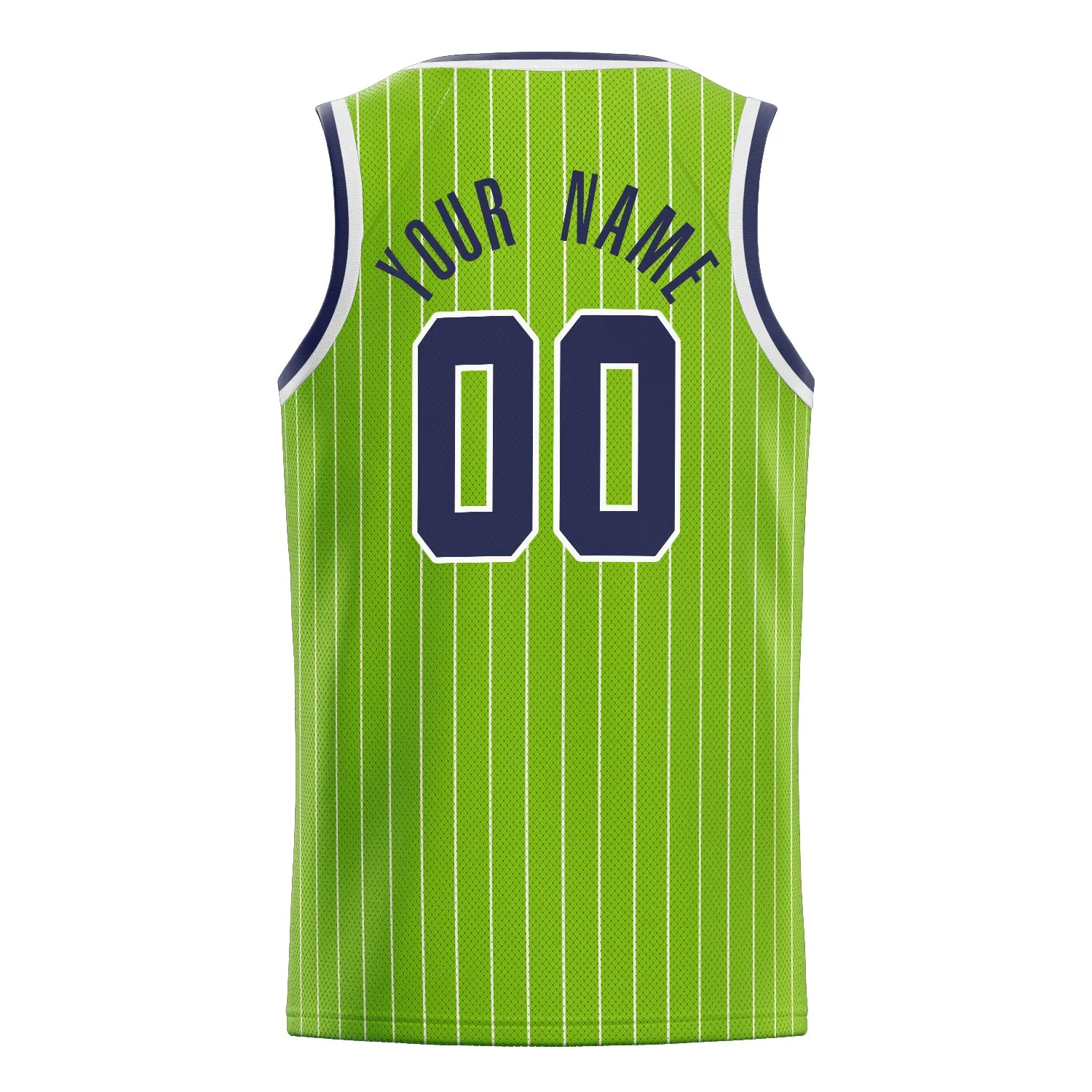 Custom Neon-Green Navy White-Pinstripe Basketball Jersey sold by Tailorly product image thumbnail 4