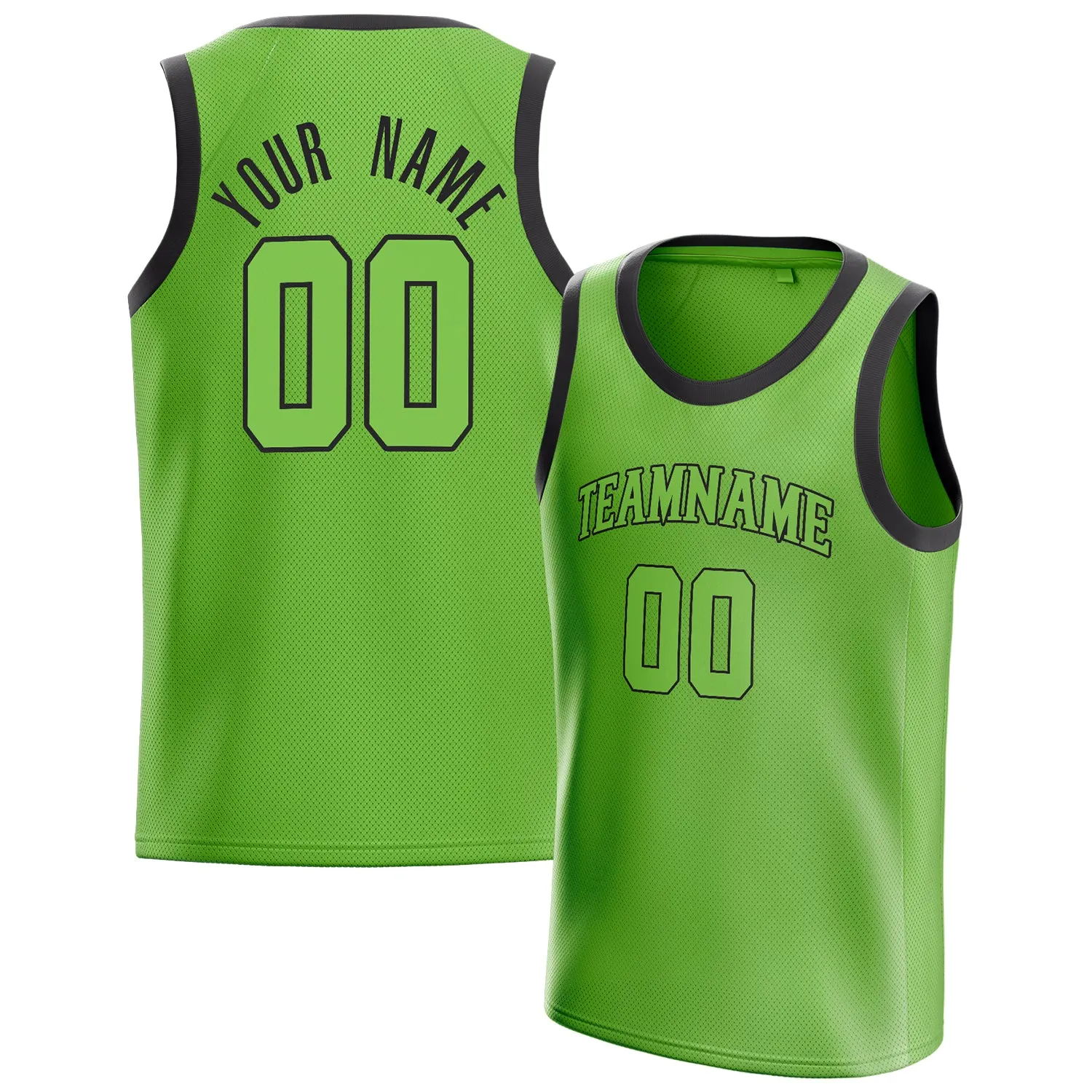 Custom Neon-Green Black Solid-Color Basketball Jersey sold by Tailorly