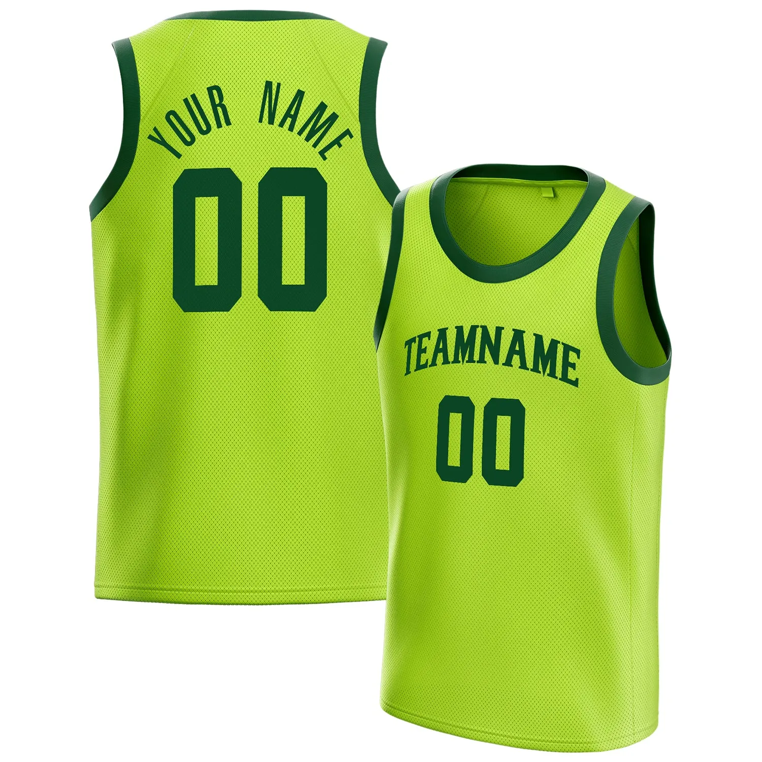 Custom Neon-Green Green Solid-Color Basketball Jersey sold by Tailorly