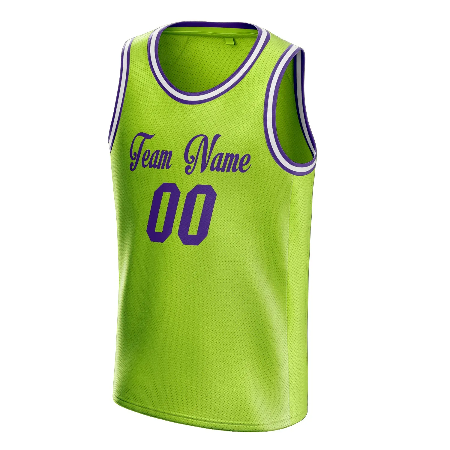 Custom Neon-Green Purple Solid-Color Basketball Jersey sold by Tailorly product image thumbnail 3