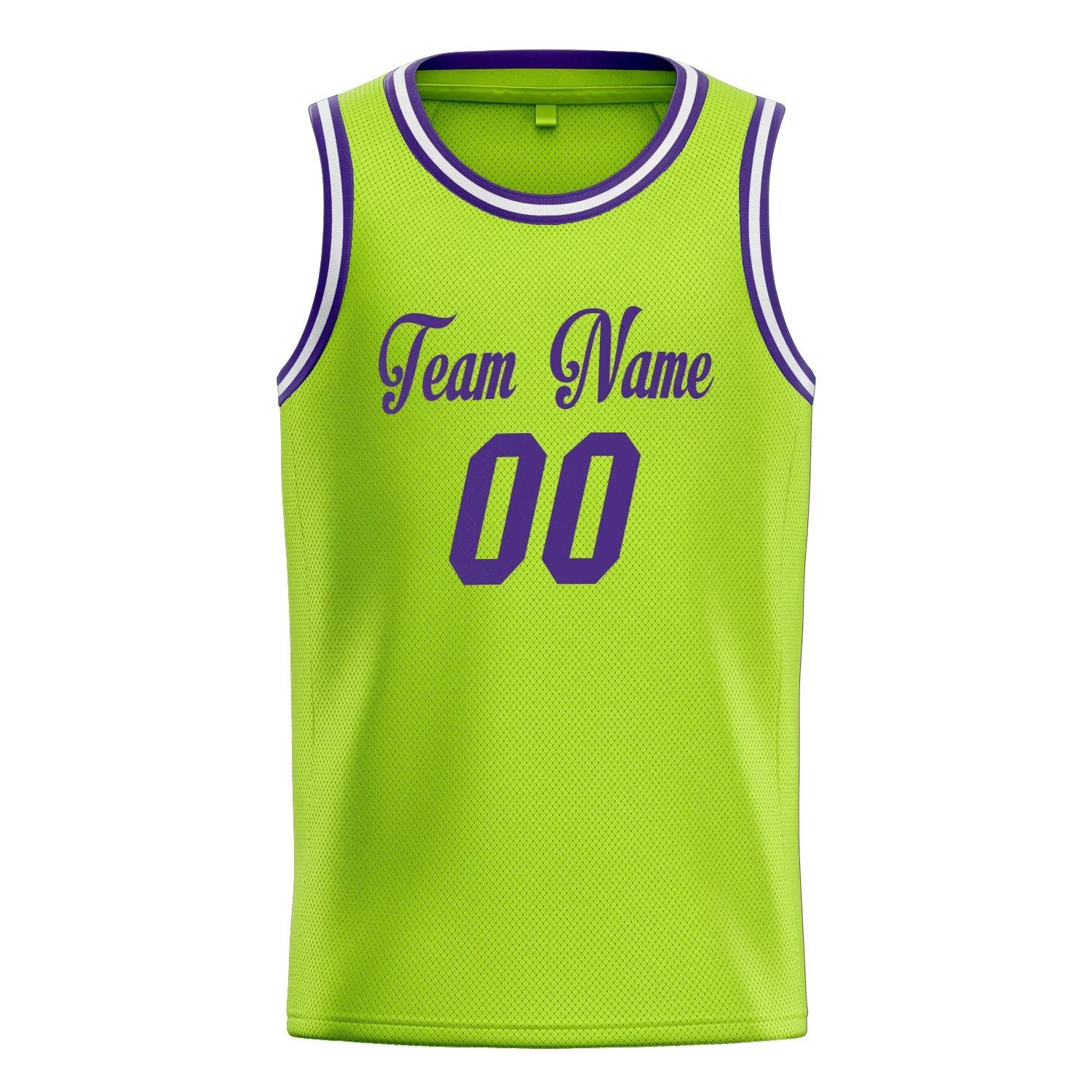 Custom Neon-Green Purple Solid-Color Basketball Jersey sold by Tailorly product image thumbnail 2