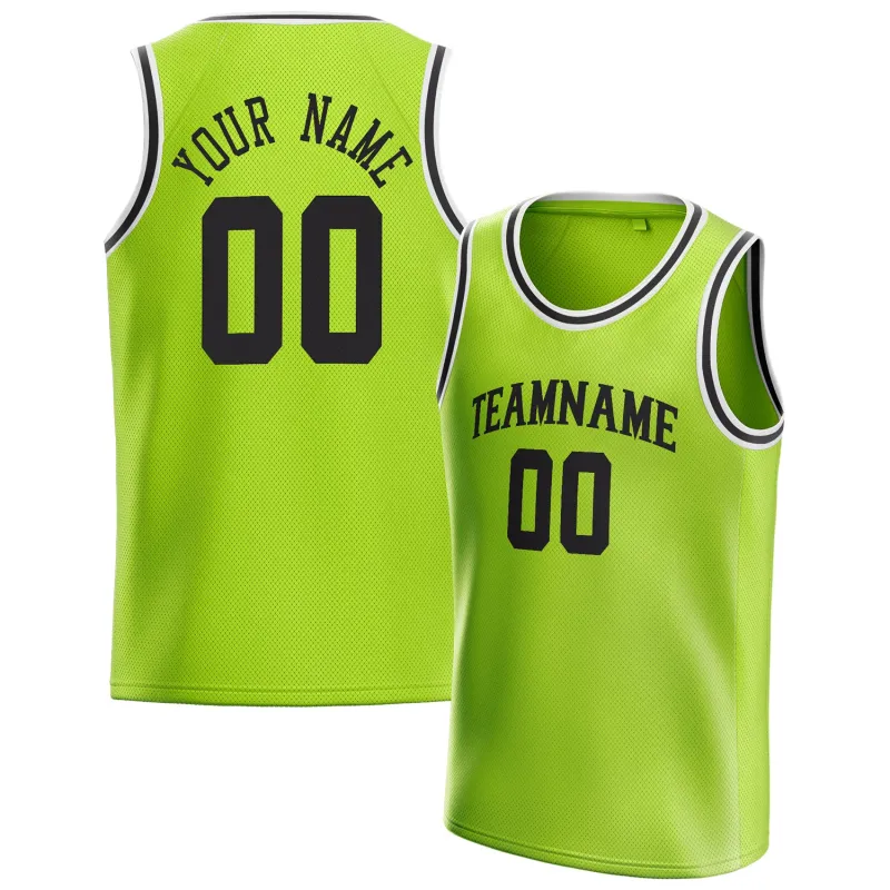 Custom Neon-Green Black Solid-Color Basketball Jersey sold by Tailorly