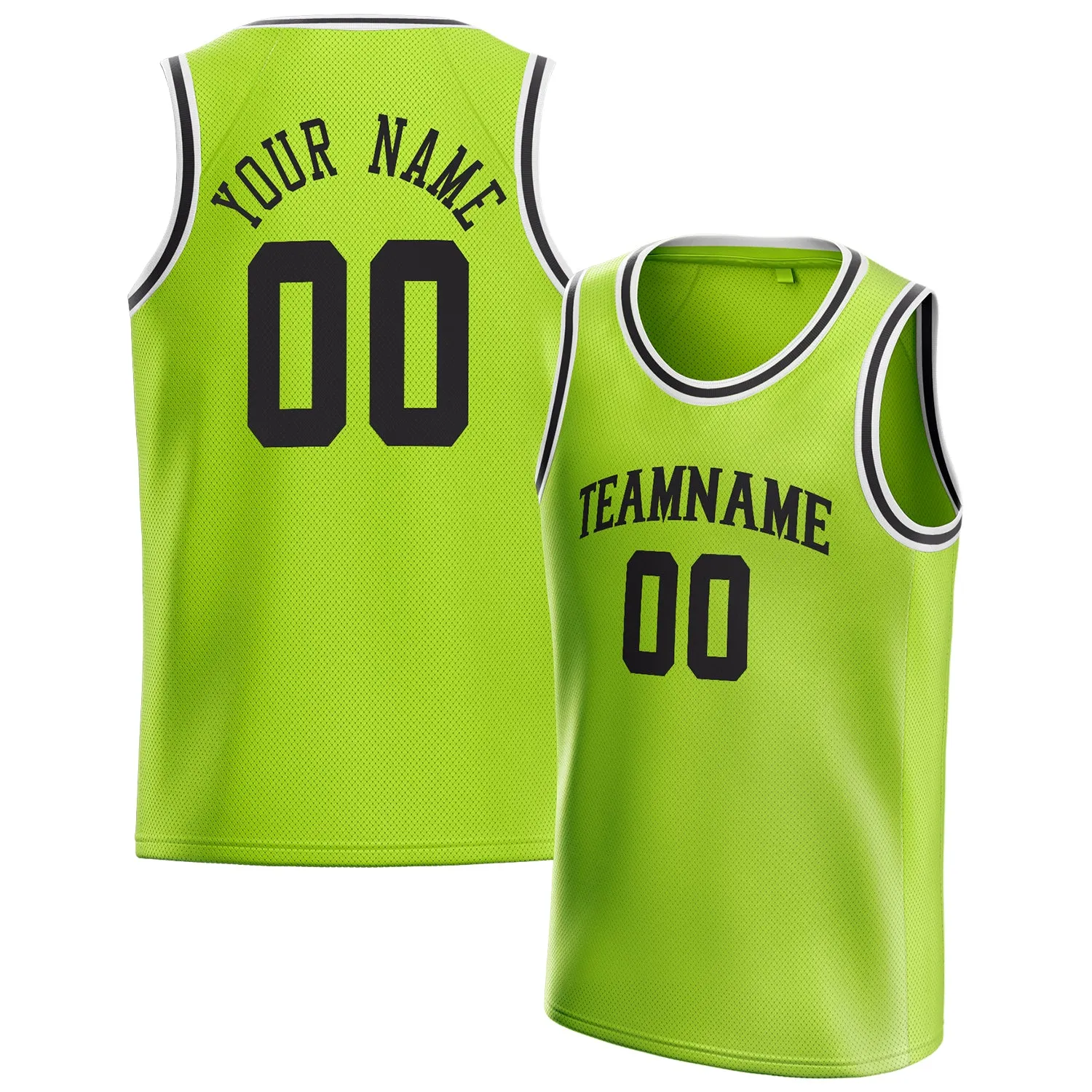 Custom Neon-Green Black Solid-Color Basketball Jersey sold by Tailorly