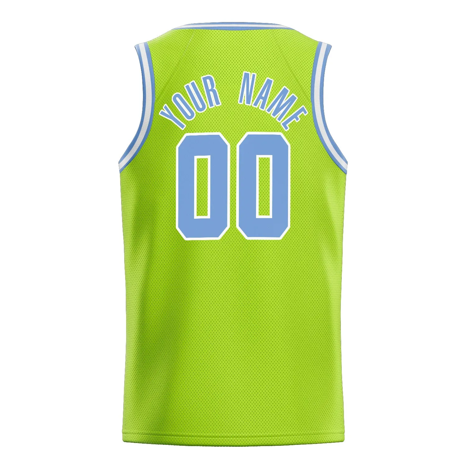Custom Neon-Green Light-Blue Solid-Color Basketball Jersey sold by Tailorly product image thumbnail 4
