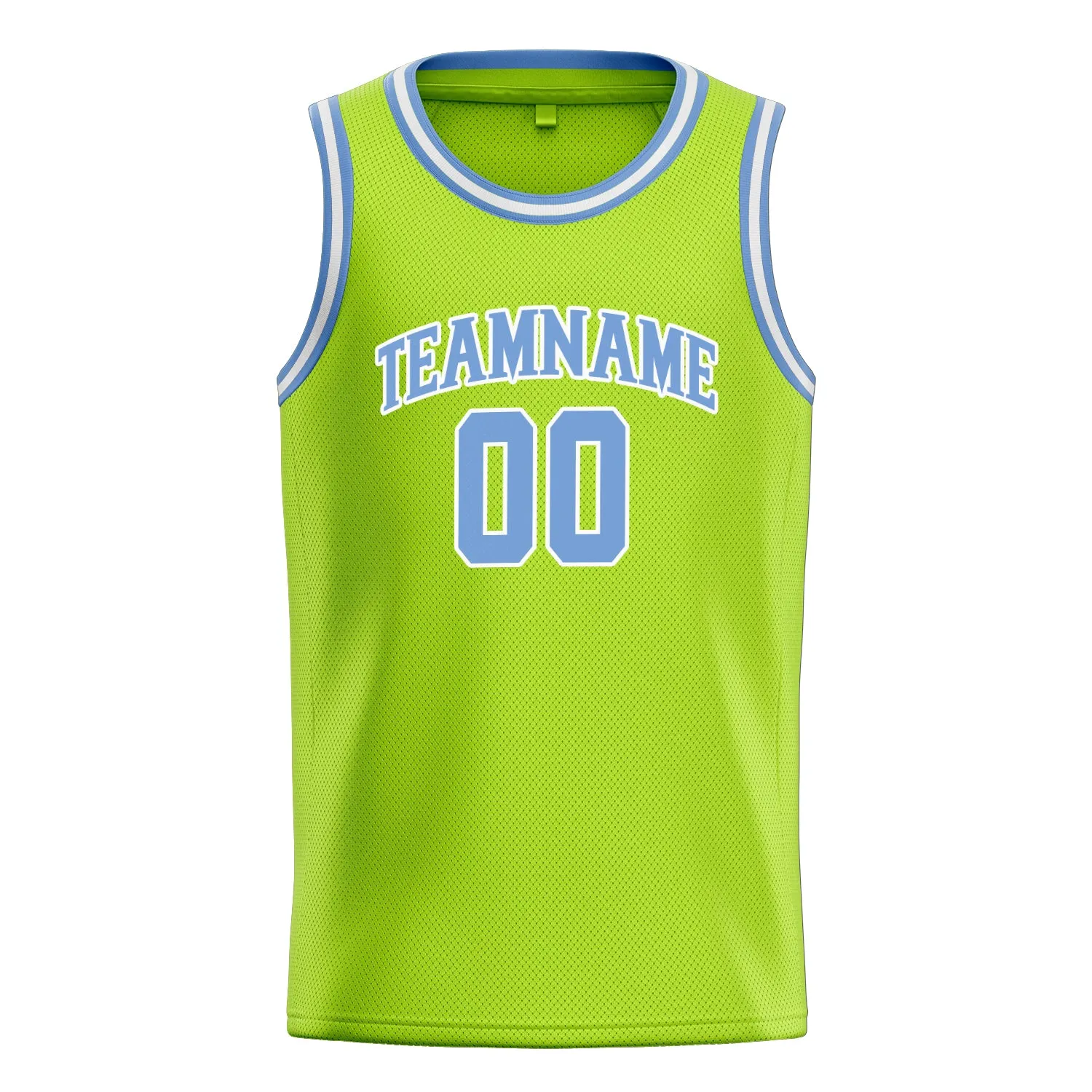 Custom Neon-Green Light-Blue Solid-Color Basketball Jersey sold by Tailorly product image thumbnail 2