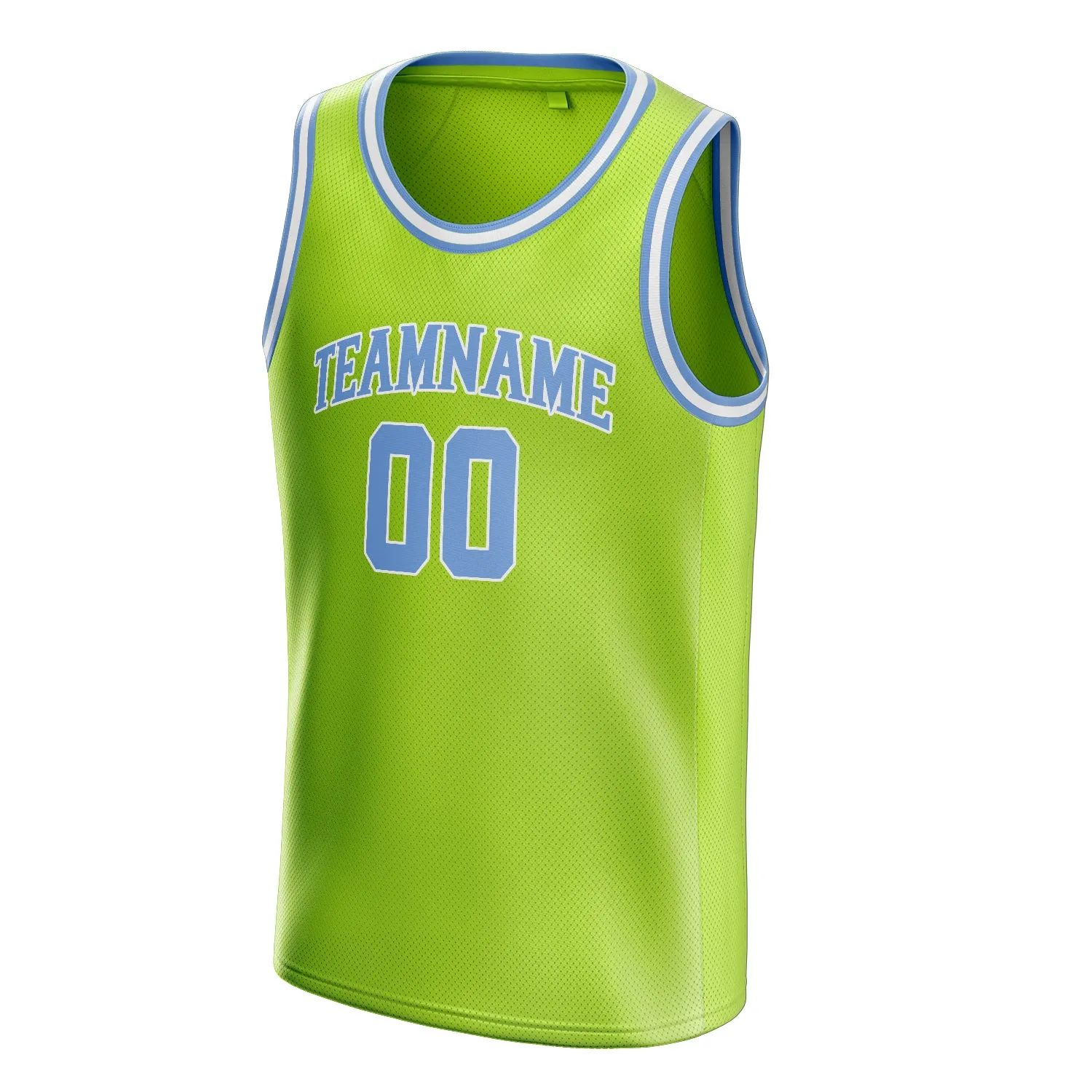 Custom Neon-Green Light-Blue Solid-Color Basketball Jersey sold by Tailorly product image thumbnail 3