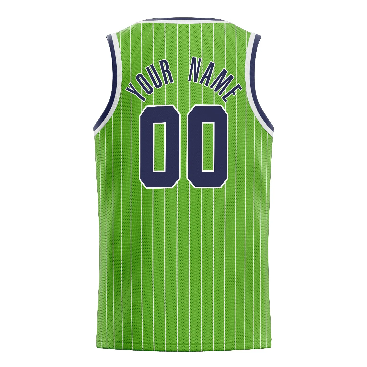 Custom Neon-Green Navy White-Pinstripe Basketball Jersey sold by Tailorly product image thumbnail 4