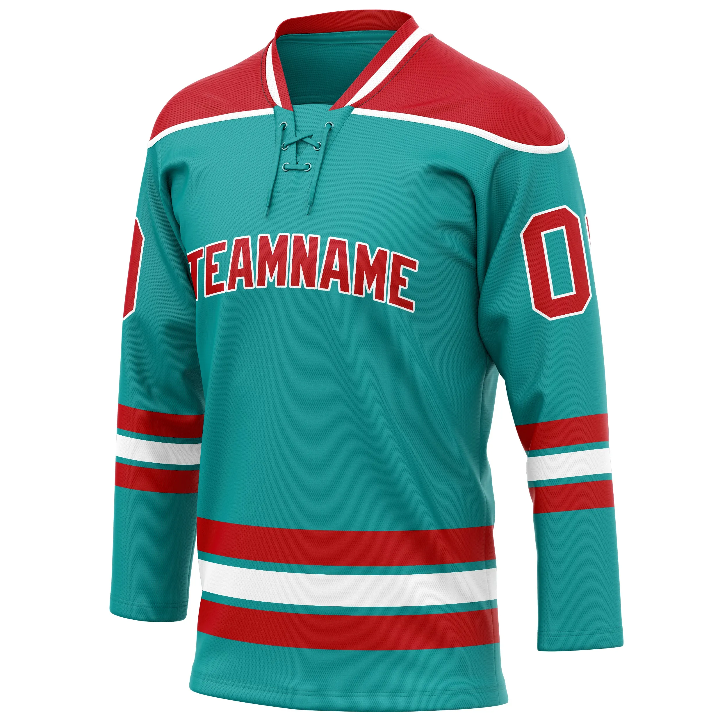 Custom Aqua Red Solid Colour Hockey Jersey sold by Tailorly product image thumbnail 3